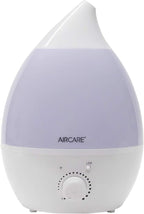 AIRCARE Aurora Ultrasonic Cool Mist Humidifier, Whisper-Quiet between 8-24 hours, Seven Color LED Night Light, Essential Oil Tray and Automatic Shut-Off for Baby, Nursery or Bedroom (White, 1 gal)