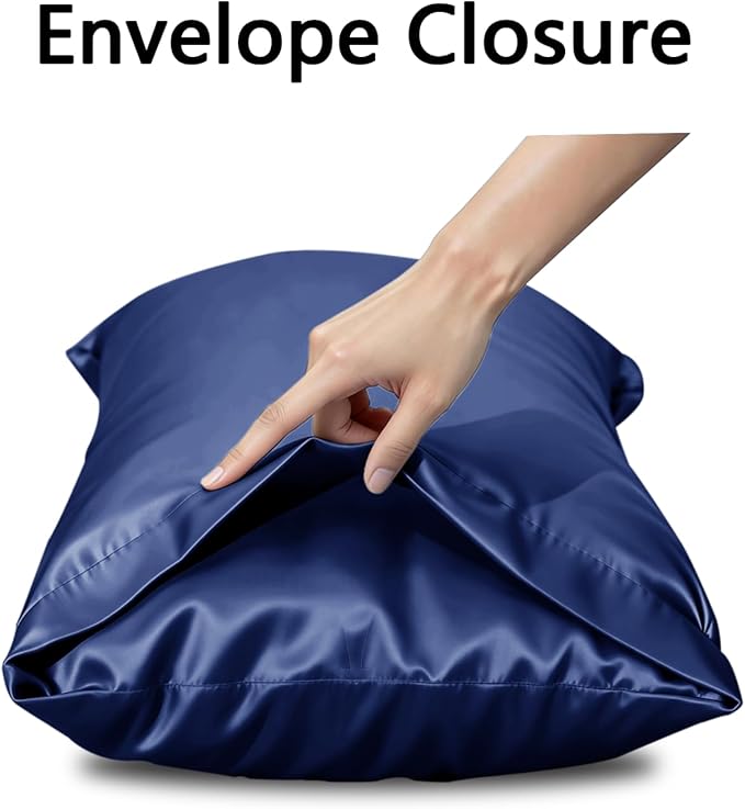 Vielit Satin Body Pillow Pillowcase 1pc,Silky Body Pillow Cover Similar to Silk Pillow Cases Soft Body Pillow Case 20x54 & Envelope Closure,Gift for Women Men Navy & 1 Satin Scunchie