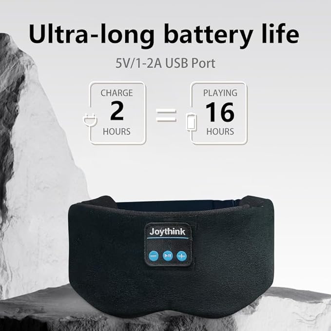 Joythink Weighted Eye Masks Bluetooth Sleep Mask Headphones Silk Wireless Bluetooth Headband for Side Sleepers Blackout for Airplane Travel Men Women Black