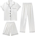 DIPUG 3 Piece Girls Silk Pajamas Set Soft Satin PJs Sleepwear for Comfortable Nights