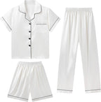 DIPUG 3 Piece Girls Silk Pajamas Set Soft Satin PJs Sleepwear for Comfortable Nights