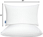 QUTOOL Cooling Pillow for Sleeping, CertiPUR-US Shredded Memory Foam Queen Pillows Set of 2, Cool Pillow for Hot Sleepers Adjustable Firm Pillow for Side, Back, Stomach Sleepers Soft Yet Support,White