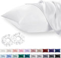 Vielit Queen Satin Pillowcase for Hair 2pc,Similar to Silk Pillow Cases,Easier Care Than Silk Pillowcase,Gifts for Women Men,White,20x30 & Envelope Closure and 2 Satin Scrunchies