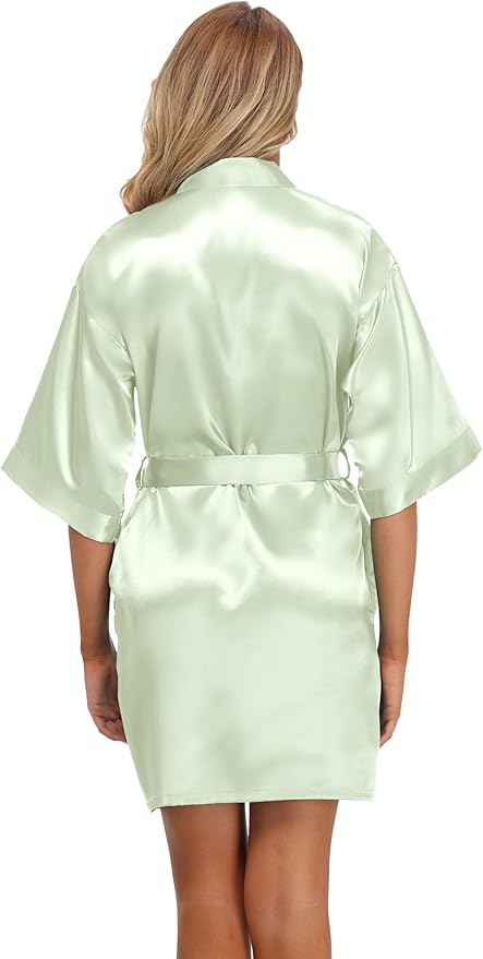 Robe for Women Silky Lightweight Satin Kimono Bride Bridesmaids Wedding Party Robes Dressing Gown Summer Loungewear