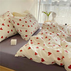 Nayoroom Heart Duvet Cover Full Size Cute Red Love Heart Printed on White Bedding Set 3Pcs Kids Girls Kawaii Heart-Shaped Pattern Comforter Cover with Zipper Closure Soft Breathable Microfiber