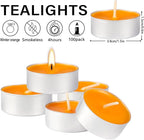 100 Pack Scented Tealight Candles 4 Hours, Winter Orange Aromatherapy Candles for Votive Home, Wedding Holiday and Emergency (Orange)