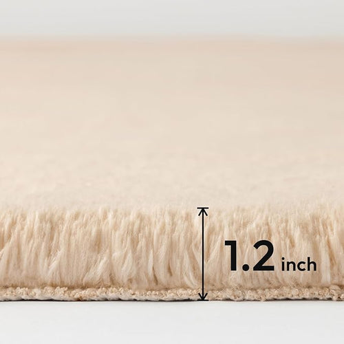 Ashler Faux Fur Rug, Upgraded Soft Faux Rabbit Fur, Beige Area Rugs, 2 x 6 Feet, Machine Washable Nursery Decor Throw Rugs for Bedroom, Kids Room, Living Room