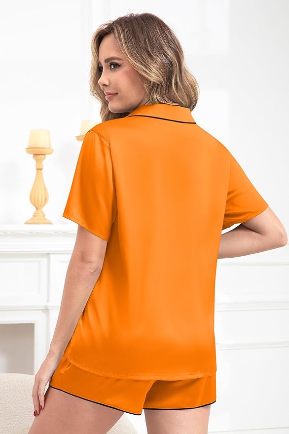 Women's Pajamas Set Sleepwear with Short Sleeve Top & Elastic Waist Shorts