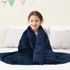 Mr. Sandman Weighted Blanket 3LBS 36 x 48 Inches, Minky Dots Heavy Blanket with Glass Beads, Soft and Cooling for School and Home, Navy Blue