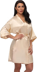 Women's Short Silky Robes Womens Satin Bathrobe Bride Bridesmaid Wedding Party Sleepwear Loungewear