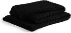 YnM Chunky Cotton Knit Throw Blanket, Cable Knit Throws for Bed Couch Sofa, Comfy & Relaxing, Decorative Piece for Farmhouse Modern Boho Rustic Scandinavian Chic Vibe, Black 80x87 Inches