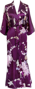 KIM+ONO Plus Size Luxury Kimono Robe for Women | Long Satin Floral Robe | Original Design | Removable Waist Tie Closure