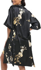 Women's Satin Robe Sets 2 Piece Nightgown Silk Pajama Sexy Floral Lingerie Lace Cami Sleepwear Night Robes