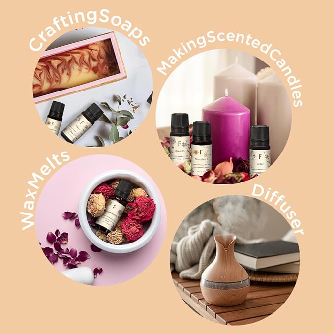 Folkulture Essential Oils Set for Diffuser | Manifestation & Mindfulness Aromatherapy | Set of 6 Calming Home Fragrance Oils - Sandalwood, Vanilla, Eucalyptus, Chamomile & More | 11:11 Make a Wish