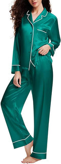 Lonxu Silk Satin Womens Pajama Sets Button Down Sleepwear Loungewear XS~3XL
