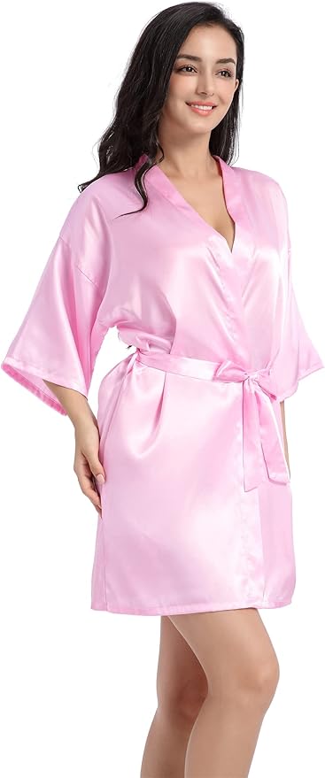 QXQTER Peony Floral Silky Satin Robe Wedding Bridal Party Bride Bridesmaid Robes for Women Dressing Gown Kimono Robe