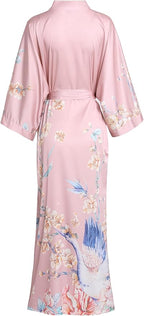 Aensso Long Soft Lightweight Silky Kimonos Robes for Women, Luxury Japanese Floral Womens Kimono Robe