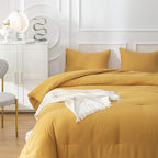 Cottonight Mustard Yellow Comforter Sets Queen Dark Yellow Comforter Full Lightweight Cozy Mustard Bedding Comforter Sets Ginger Yellow Blanket Quilts Soft Comfy for Women Men Adults Teens
