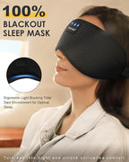Bluetooth Sleep Headphones Sleep Mask | Breathable Eye Mask for Sleeping | 16hrs Playingtime | Light Blocking Eye Mask |Wireless Music Eye Mask | Best for Sleeper | Travel |Black