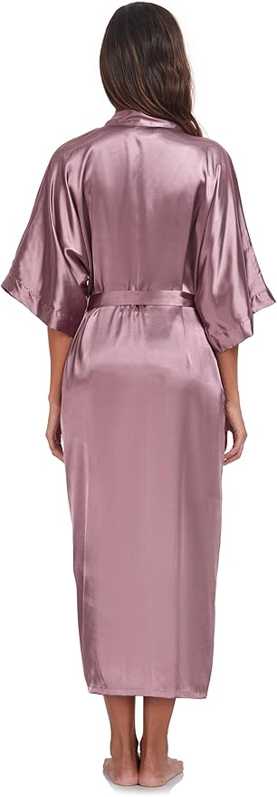 Womens Long Silky Robe Satin Kimono Robes Silk Bathrobe for Wedding Party Full Length Dressing Gown