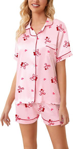 Girls & Womens Satin Pajamas Set, Silk Button-Down Sleepwear 2 Piece Nightwear, 3 Years - Women XXL