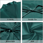 Women's Short Satin Robes Silky Bathrobe Bridesmaid Sleepwear for Wedding Party Getting Ready Solid Color