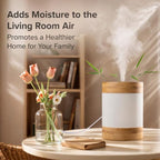 Sustainable Premium Bamboo Mini Humidifier (Improved Version) – 400ml Ultrasonic Quiet Desktop Humidifier, USB-C, Dual LED Night Light, Auto Shut-Off, Portable for Bedroom, Office & Perfect for Gift