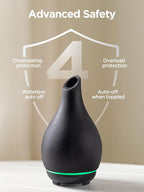 InnoGear Essential Oil Diffuser, 150ml Ceramic Diffuser Handcrafted Stone Aromatherapy Diffusers Ultrasonic Cool Mist Humidifier Vaporizer 2 Mist Modes Waterless for Home, Black Vase-Shaped Ceramic