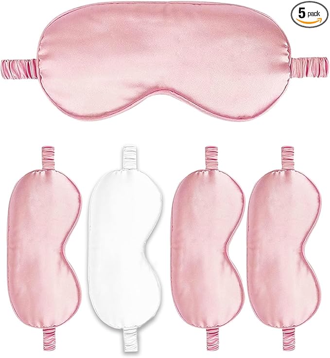Sleep Masks 5PACK Silk Eyes Cover Satin Eye Mask Silky Blackout Soft Blindfold Sleeping Eyeshades Covers Bridesmaid Gifts