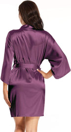 Women's Pure Short Satin Robes Bridesmaid and Bride Silky Robes Summer Sleepwear