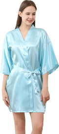 QXQTER Peony Floral Silky Satin Robe Wedding Bridal Party Bride Bridesmaid Robes for Women Dressing Gown Kimono Robe