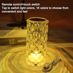Can Switch 16 Colors Artificial Crystal Table Lamp RGB Color Changing Rose Diamond Design with Remote Control USB Charging Touch Sensor Ambient Lighting