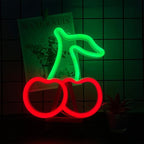 ENUOLI Cherry Light Neon Signs,Fruit Decorative Art Cherry Neon Lights for Wall Decor LED Signs for Bedroom,USB or Battery LED Light Up Signs for Christmas,Birthday,Wedding Party,Kids Room,Home Decor(Cherry)