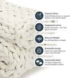 Nuzzie Original Knit Weighted Blanket - Breathable, Cooling, Hand Made Knit Throw Blanket for Sleep - Machine Washable, Stylish Decor Design (Cream, Throw | 12lbs | 44"x60")