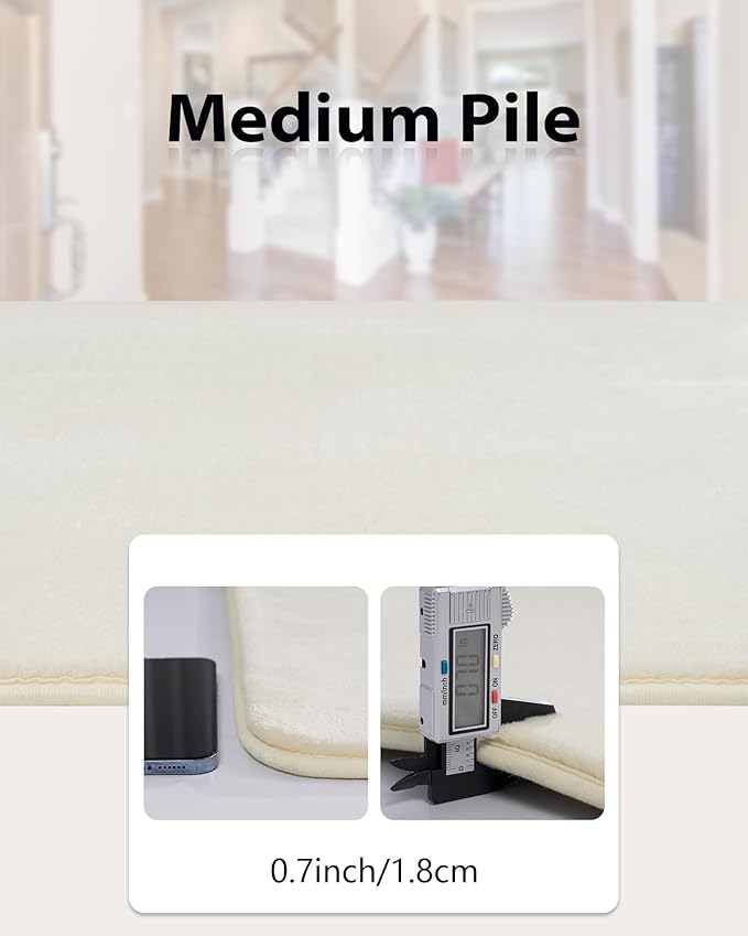 Andecor Shag Runner Rug for Bedroom Living Room, 2x6 Cream White Washable Fluffy Hallway Runner Area Rugs for Kitchen Boys Girls Kids Room Home Decorations Carpet