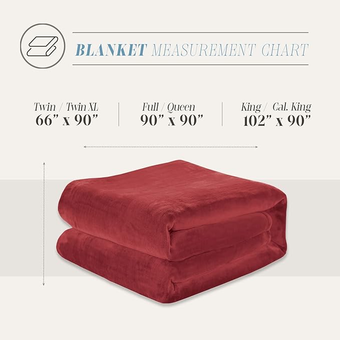 Elegant Comfort Luxury Velvety Feel Blanket, All-Season Lightweight Blanket, Ultra Plush, Soft, Cozy-Fuzzy Flannel Fleece for Couch, Sofa, Bed, Travel, Solid Design, King/California King, Burgundy
