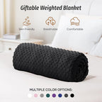 Wemore Minky Dot Weighted Blanket for Adults Twin Size 15 lb, Soft Heavy Blanket for Stress Relief and Sleep Promotion, Breathable Blanket for All-Season with Glass Beads, Black 60 x 80 inches