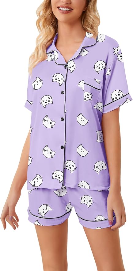 Girls & Womens Satin Pajamas Set, Silk Button-Down Sleepwear 2 Piece Nightwear, 3 Years - Women XXL