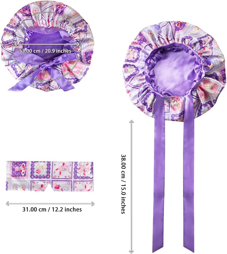 Double Layer Satin Bonnet with Detachable Eye Mask Night Cap for Curly Braids Hair Reduces Frizz Locks in Moisture