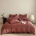 Luxlovery Brick Red Comforter Set King Dark Rust Bedding Comforter Set Solid Blackish Red Breathable Blanket Quilts 3 Piece Bedding Set for King Bed