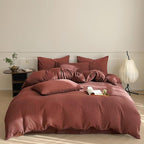 Luxlovery Brick Red Comforter Set Twin Teens Kids Dark Rust Red Bedding Comforter Set Solid Soft Breathable Blanket Quilts 3 Piece Bedding Set for Twin Bed