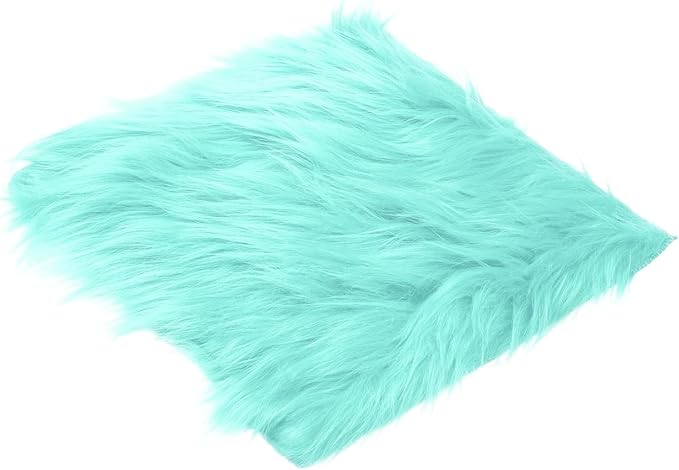 PATIKIL 12" Locker Rug, Small Area Rug Mini Faux Fur Rugs Small Locker Carpet Soft Fluffy Tiny Photography Props Square for Nail Photo Tabletop Background Picture Decoration, Cyan Blue
