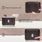 Flame Diffuser for Essential Oils, 200ml Ultrasonic Aroma Diffusers with Cool Mist, Aromatherapy Diffuser with Auto-Off Protection (Dark Wooden Grain, Unscented)