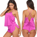 Ekouaer Silk Pajamas Set for Women Satin Backless Lingerie Pjs Cami Top and Shorts Nightwear