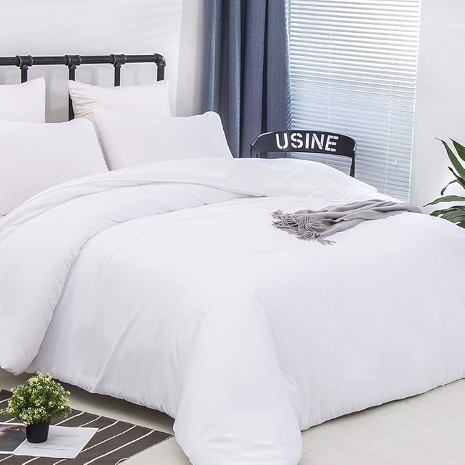 CLOTHKNOW White Queen Comforter Set White Bedding Comforter Sets All Season Soft Bed Comforter Sets Queen Comforter with 2 x Pillowcases