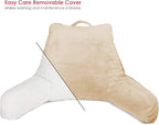 Clara Clark Reading Pillow for Kids & Teens with Shredded Memory Foam, Backrest Pillows for Reading, Watching, and Gaming, Use on Couch, Bed, Floor, Adjustable Support with Washable Cover Beige Cream