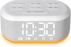 Small Digital Alarm Clock for Bedrooms Sound Machine with 30 Soothing Sound Plug in Desk Clock with Night Light Noise Machine Battery Backup 15 Wake up Sound Clock for Teen Kid Heavy Sleeper Snooze