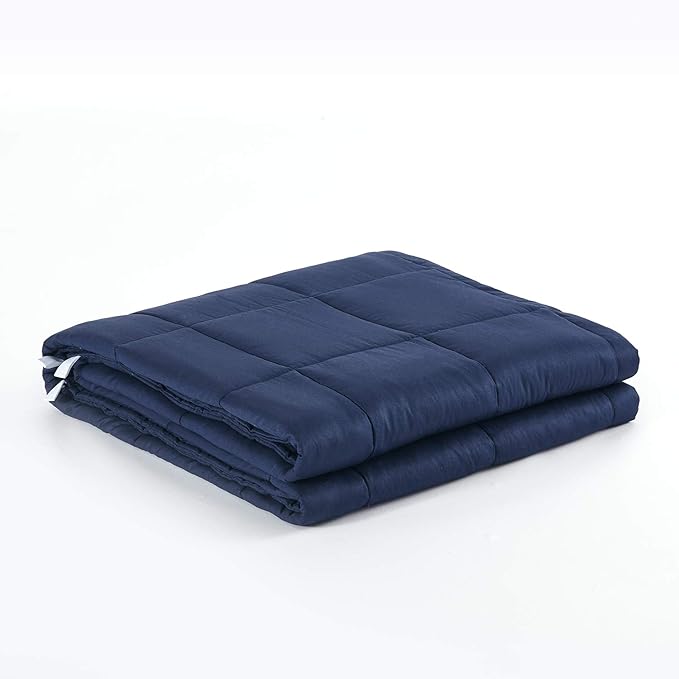 TONGDADA Kids Weighted Blanket | 40''x60'',7lbs | for Child Between 55-80 lbs | Premium Cotton Material with Glass Beads | Navy