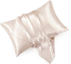 Taupe Satin Pillowcase Standard Set of 2 with Envelope Closure，Taupe Silk Pillowcase for Hair and Skin (20x26)