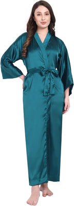 Silk Robes for Women Ankle Length Satin Kimono Robes with Belt Bridemaids Sleepwear Bachelorette Nightgown